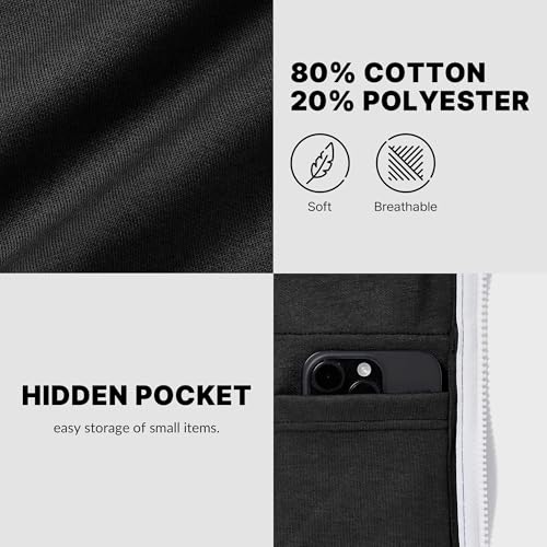 Ohoo Men's Zip Up Hoodie Lightweight Slim Fit Sweatshirt Full Zip Hooded Jacket / DCF002-CHARCOAL-M - Image 5
