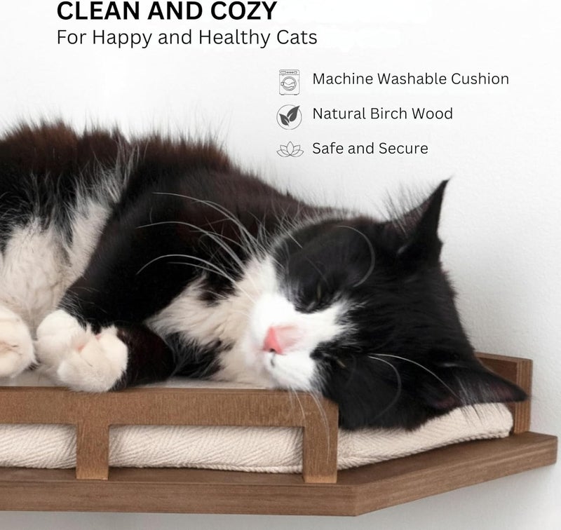 INICIO Cat Wall Shelves and Cat Corner Shelf, Cat Wall Furniture, Cat Shelves for Wall, Cat Shelf with Cushion and 3 Cat Wall Steps Included - Image 5