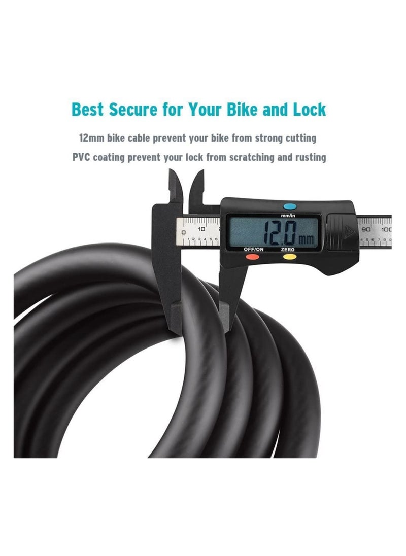 GNAFOTU - Bike Lock, Bike Key Lock, Cable Steel Coiled Secure Lock with Integrated Key Lock, Mounting Bracket, for Bicycle Stroller Scooter Electric Cycle Outdoor, 1.2M (4 Feet), 1/2 Inch Diameter - Image 1
