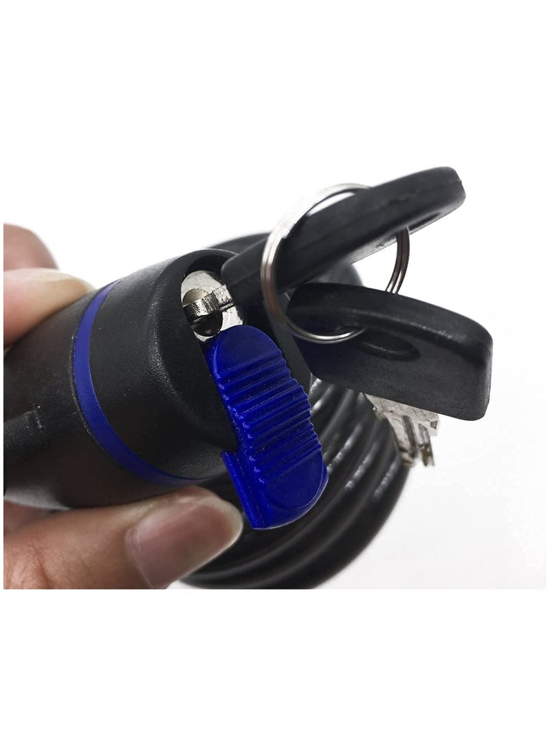 GNAFOTU - Bike Lock, Bike Key Lock, Cable Steel Coiled Secure Lock with Integrated Key Lock, Mounting Bracket, for Bicycle Stroller Scooter Electric Cycle Outdoor, 1.2M (4 Feet), 1/2 Inch Diameter - Image 1