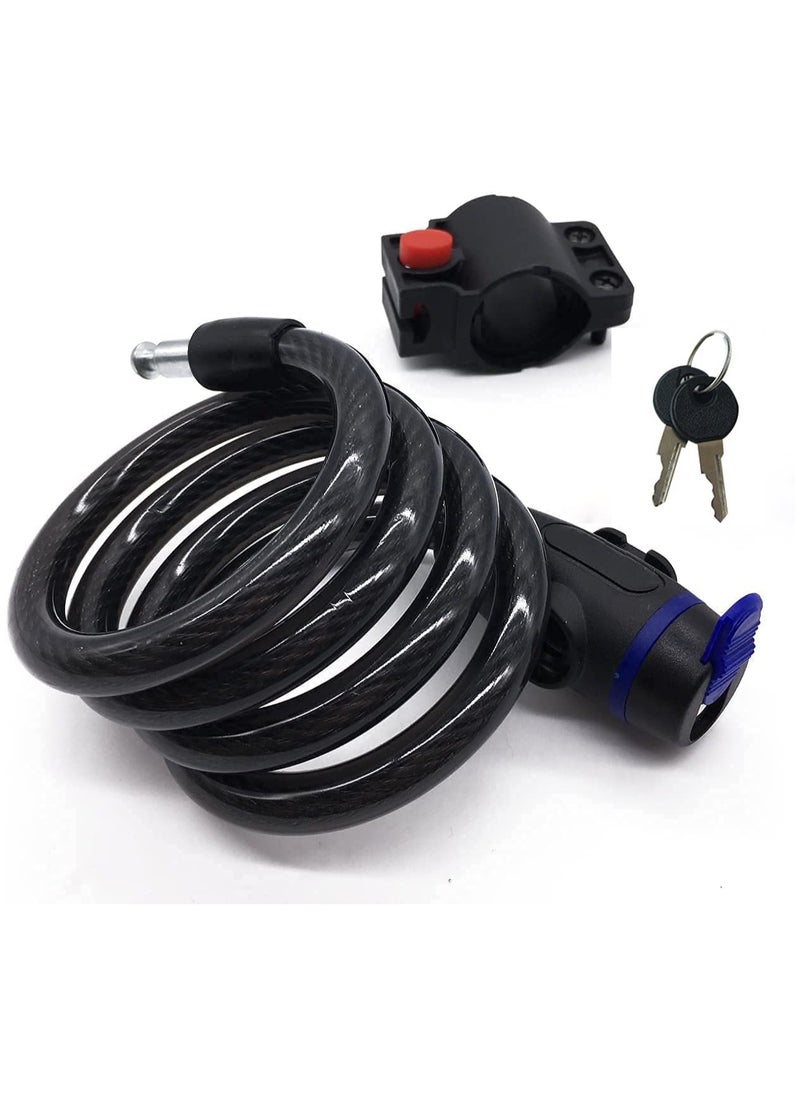 GNAFOTU - Bike Lock, Bike Key Lock, Cable Steel Coiled Secure Lock with Integrated Key Lock, Mounting Bracket, for Bicycle Stroller Scooter Electric Cycle Outdoor, 1.2M (4 Feet), 1/2 Inch Diameter - Image 1