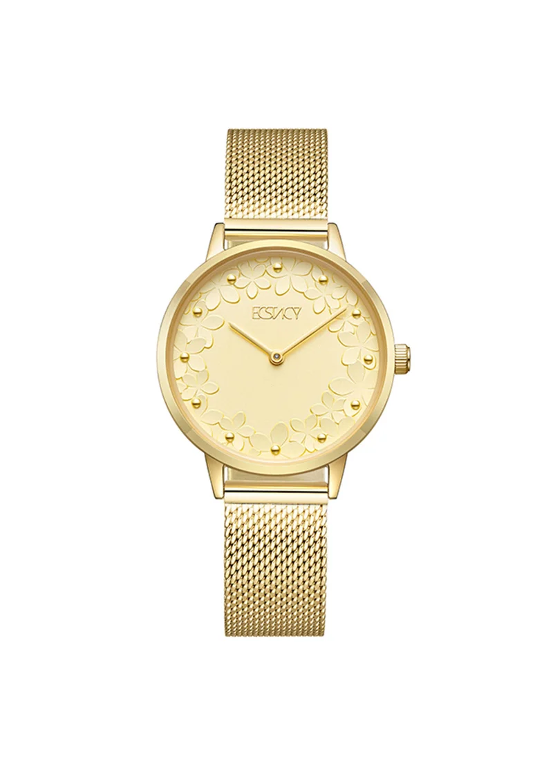 ECSTACY Women's Analog Round Shape Stainless Steel Wrist Watch E23502-GMGC - 28 Mm