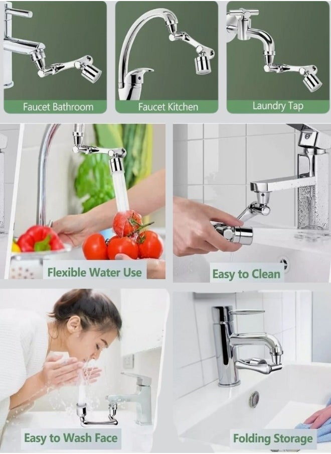 Kana Rotating 1080°  Stainless Steel Faucet Extender Aerator,Universal Splash Filter, Big Angle Swivel Faucet Aerator Sink Face Wash with 2 Water Outlet Modes  - Image 1