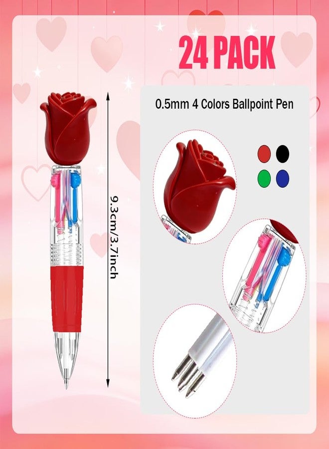 BAISDY 24Pcs Mini Valentine's day Pen Fun Pens, Heart Cute Animal Ballpoint Pens 4 colors in 1 for Home Office Party Supplies - Image 2