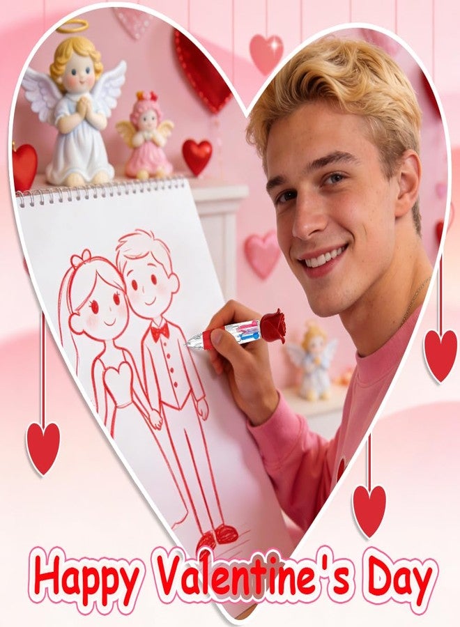 BAISDY 24Pcs Mini Valentine's day Pen Fun Pens, Heart Cute Animal Ballpoint Pens 4 colors in 1 for Home Office Party Supplies - Image 5