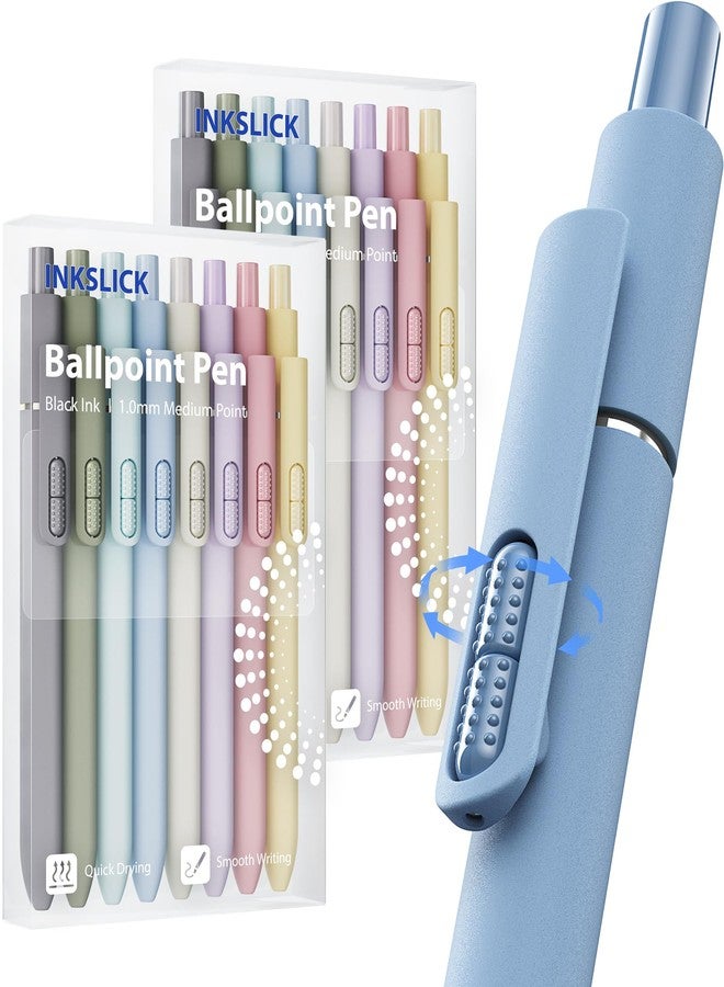 InkSlick 16 Pack Black Pens - 1.0mm Medium Point Ballpoint Pens | Smooth Writing Retractable Black Ink Pen for Nurses, Women, Adults, School, Office (Morandi-16pcs) - Image 1