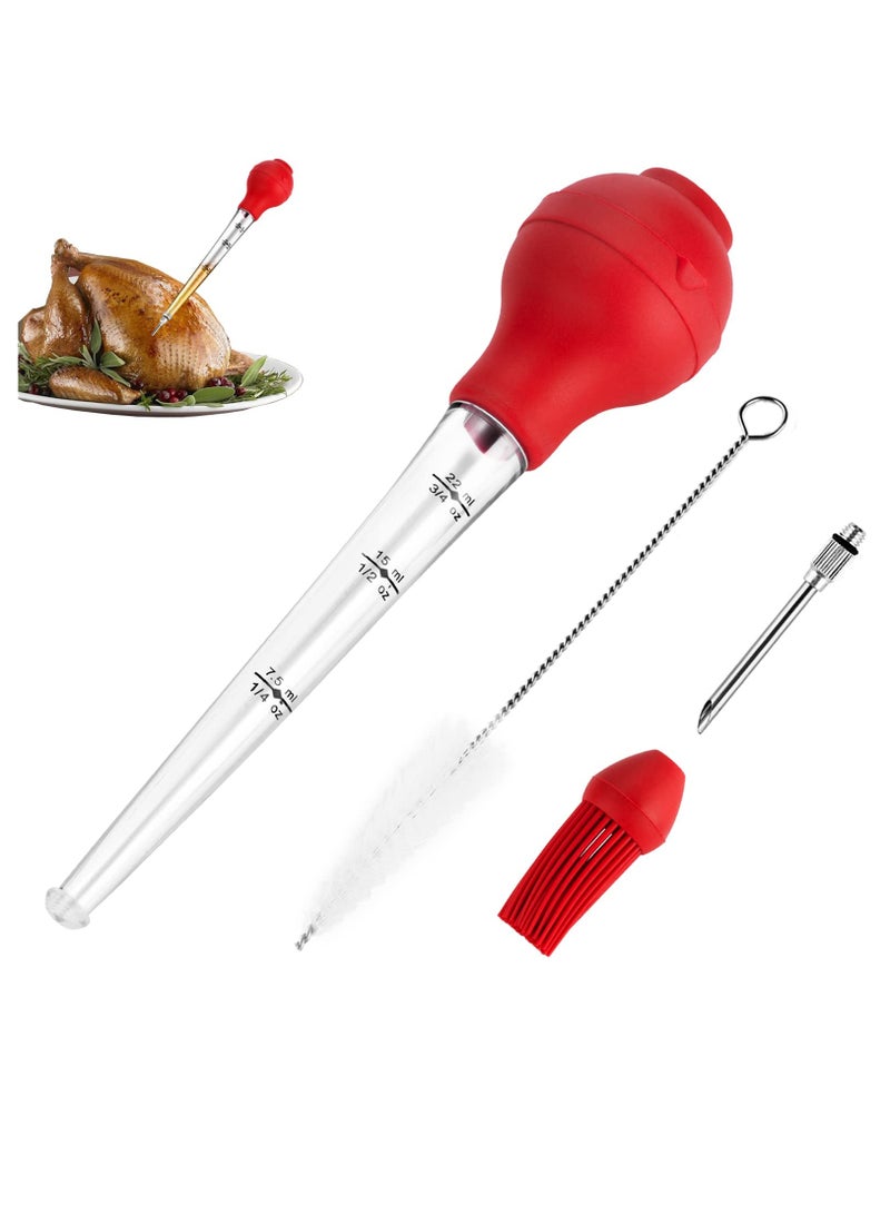 Turkey Baster with Barbecue Basting Brush, Baster Syringe for Home Baking and Roaster Turkey, Include Detachable Food Grade Silicone Bulb, Meat Injector Needle and Cleaning Brush  - Image 1