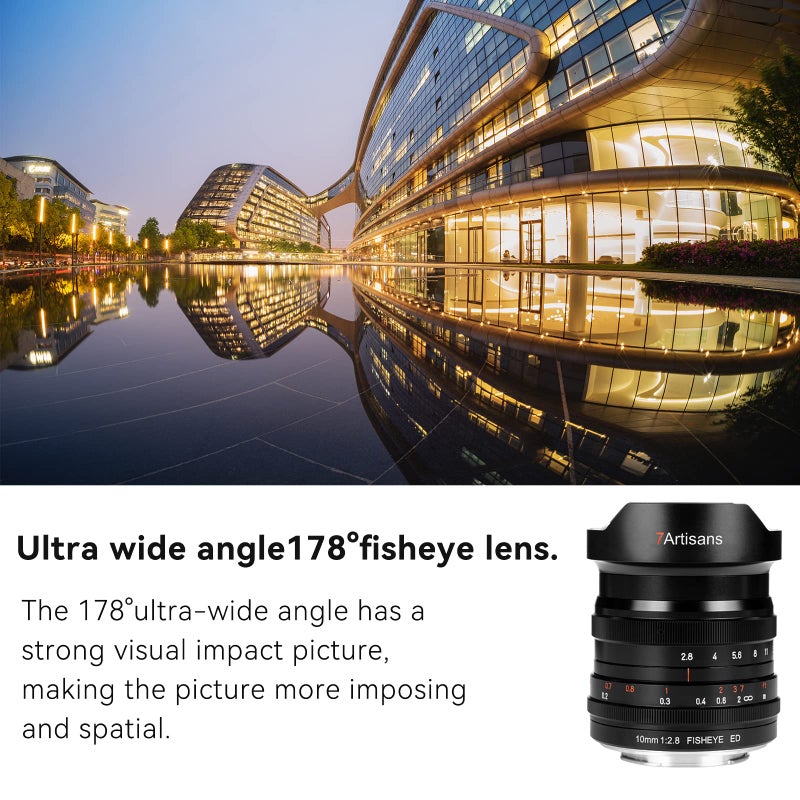 7artisans 10mm F2.8 Full Frame Ultra Wide Angle Fisheye Lens 178°Manual Focus for Sony E-Mount Mirrorless Cameras A7/A7R/A7S/A7II/A7RII/A7SII/A9/A7RIII/A7III/A7RIV/A9II/A7SIII/A7C/A1 - Image 2