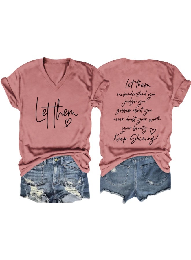 Women Motivational Saying Graphic Tshirt Casual Loose Tops - Image 1