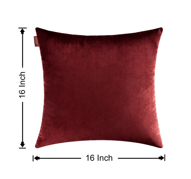AEROHAVEN™ Premium Velvet Reversible Decorative Throw Pillow/Cushion Covers with Invisible Zipper - (16 x 16 Inch, Maroon) - Image 3