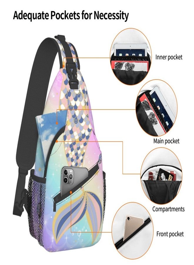 PutDiDi Rainbow Mermaid Sling Bag Crossbody Backpack for Women Men Hiking Travel Over the Shoulder Bag Pouch Small Daypack Casual One Strap Pack Lightweight Cross Chest Bag Purse Outdoor Cycling - Image 4