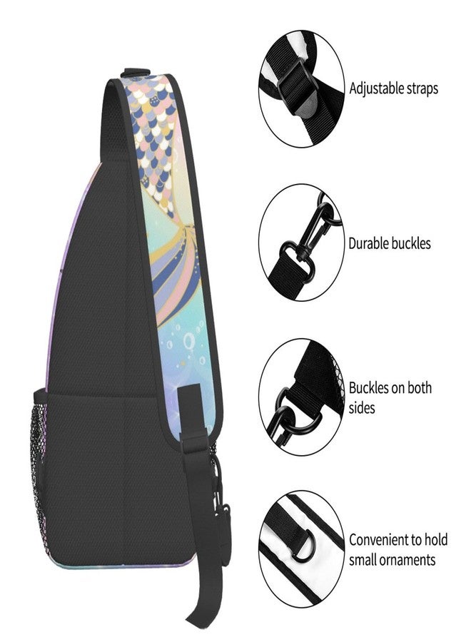 PutDiDi Rainbow Mermaid Sling Bag Crossbody Backpack for Women Men Hiking Travel Over the Shoulder Bag Pouch Small Daypack Casual One Strap Pack Lightweight Cross Chest Bag Purse Outdoor Cycling - Image 5
