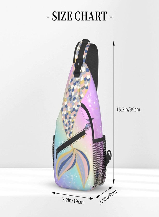 PutDiDi Rainbow Mermaid Sling Bag Crossbody Backpack for Women Men Hiking Travel Over the Shoulder Bag Pouch Small Daypack Casual One Strap Pack Lightweight Cross Chest Bag Purse Outdoor Cycling - Image 3
