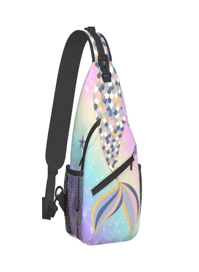 PutDiDi Rainbow Mermaid Sling Bag Crossbody Backpack for Women Men Hiking Travel Over the Shoulder Bag Pouch Small Daypack Casual One Strap Pack Lightweight Cross Chest Bag Purse Outdoor Cycling - Image 2