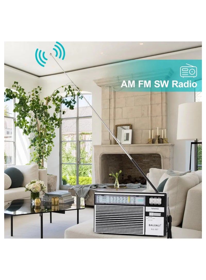 Retro Portable AM/FM/SW Radio, Transistor Radio with Loud 3W Speaker, Battery or DC Powered, Ideal for Home, Outdoor, and Emergency Use – Model BJL-667  - Image 3