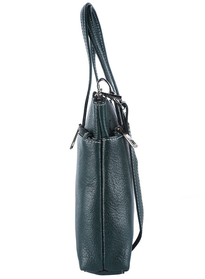 HiLeder Genuine Leather Messenger Slim Purse Satchel Hand Bag for Women & Girl With Zipper Closure | Medium Size |Green - Image 5