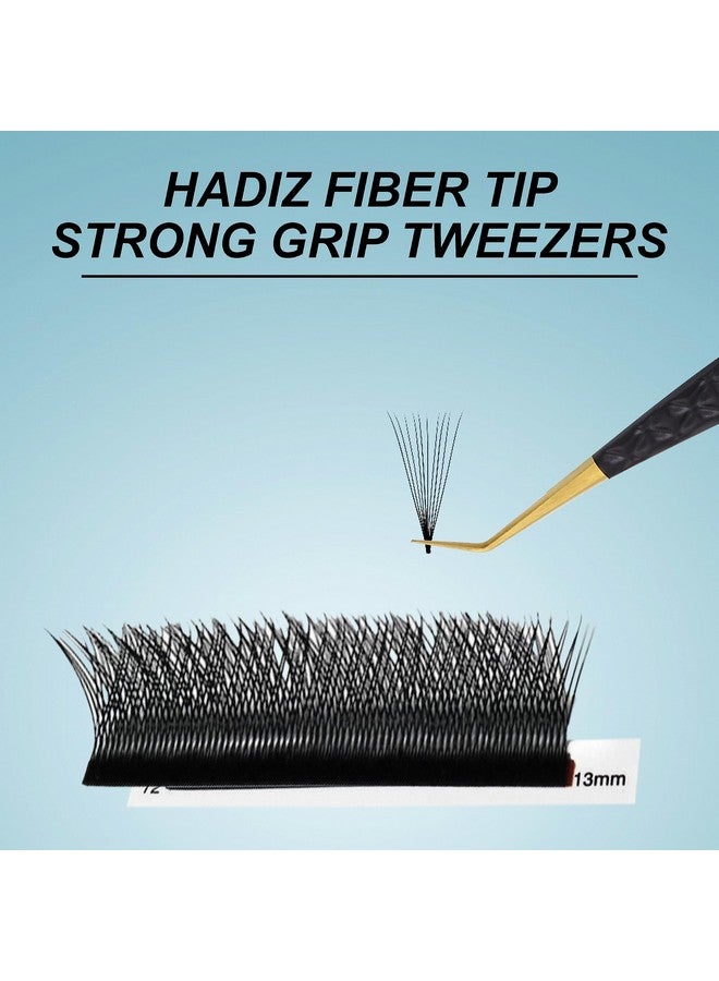 HADIZ Adiz Set Of 4 Fiber Tip Diamond Grip Eyelash Extensions Tweezers Japanese Stainless Steel Lash Tweezer (Black) - Image 5