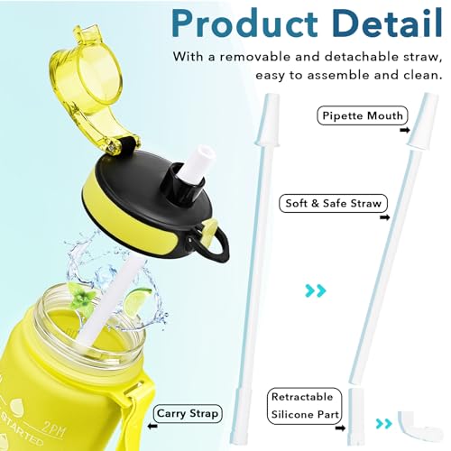 Enerbone 32 oz Water Bottle, Leakproof BPA & Toxic Free, Motivational Water Bottle with Times to Drink and Straw, Fitness Sports Water Bottle with Strap for Office, Gym, Outdoor Sports - Image 5