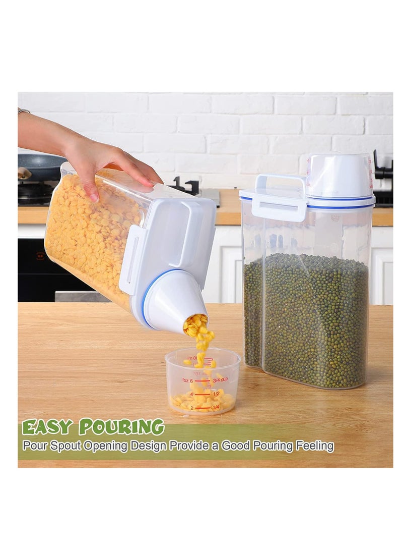 Generic Rice Storage Bin 4 Pcs Cereal Containers Dispenser with Measuring Cup Plastic Storage Containers with Lids Kitchen Storage Bin Rice Holder Container Food Container  - Image 4