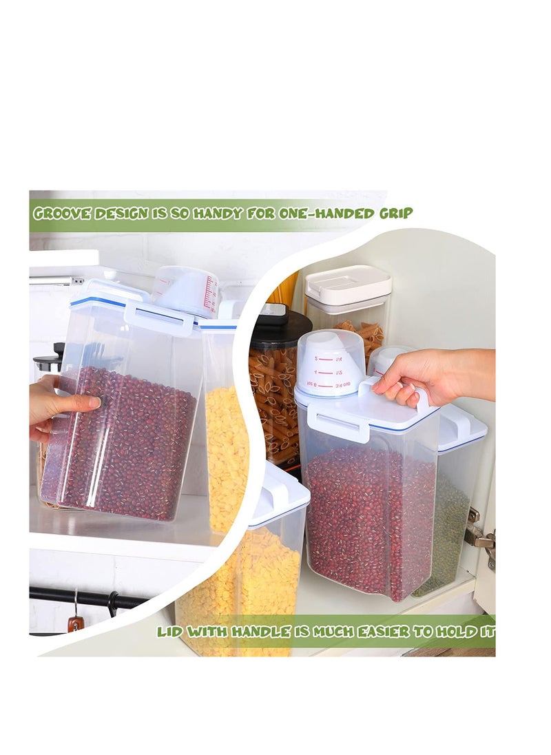 Generic Rice Storage Bin 4 Pcs Cereal Containers Dispenser with Measuring Cup Plastic Storage Containers with Lids Kitchen Storage Bin Rice Holder Container Food Container  - Image 5