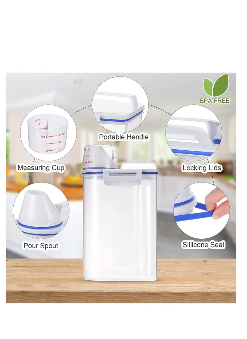 Generic Rice Storage Bin 4 Pcs Cereal Containers Dispenser with Measuring Cup Plastic Storage Containers with Lids Kitchen Storage Bin Rice Holder Container Food Container  - Image 3