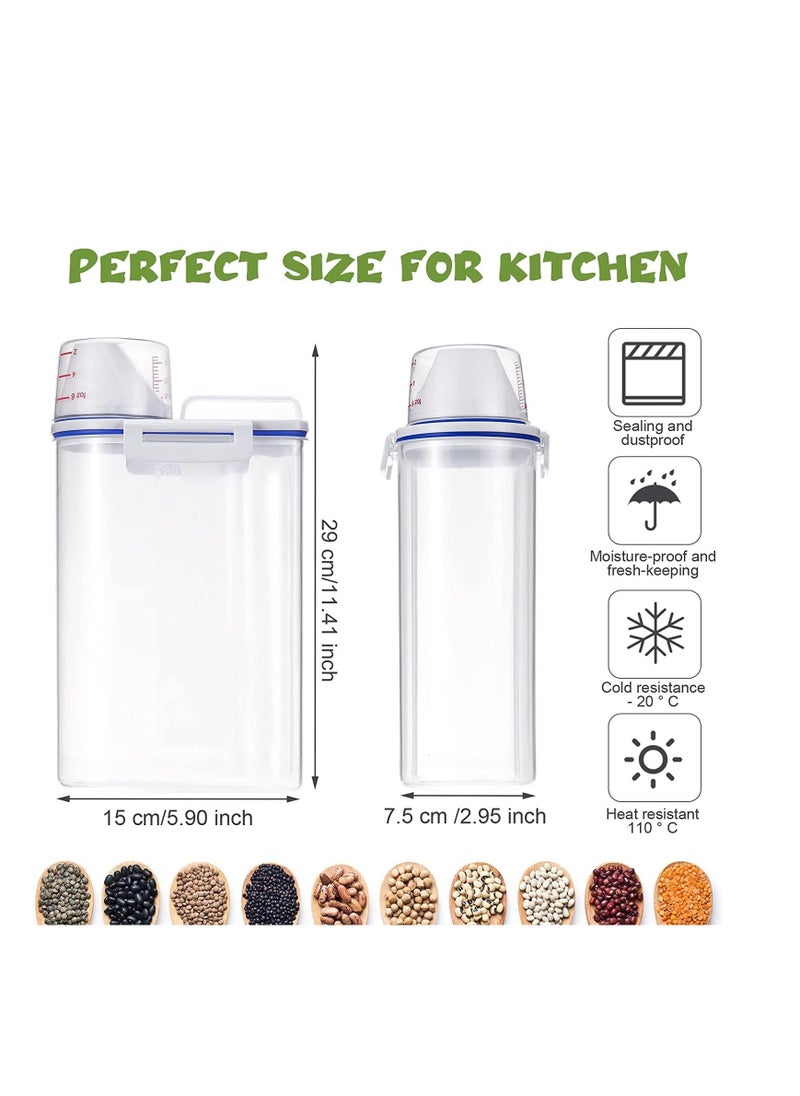 Generic Rice Storage Bin 4 Pcs Cereal Containers Dispenser with Measuring Cup Plastic Storage Containers with Lids Kitchen Storage Bin Rice Holder Container Food Container  - Image 2