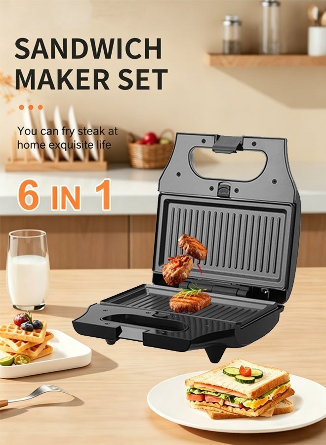 DSP 6 in 1 Multi Snacks Maker,Waffle Maker,Sandwich Maker,Panini Press,Donut Maker,Walnut Maker,Madeilne Cake,With Removable Non-stick Plates,Automatic Temperature Adjustment & Indicator Lights,800 KC1238 - Image 2