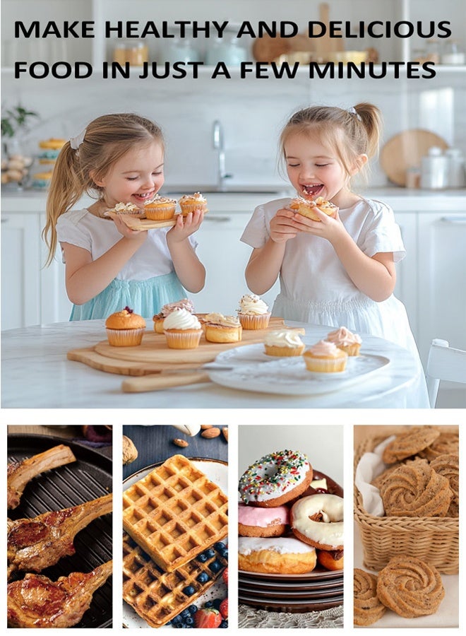 DSP 6 in 1 Multi Snacks Maker,Waffle Maker,Sandwich Maker,Panini Press,Donut Maker,Walnut Maker,Madeilne Cake,With Removable Non-stick Plates,Automatic Temperature Adjustment & Indicator Lights,800 KC1238 - Image 5