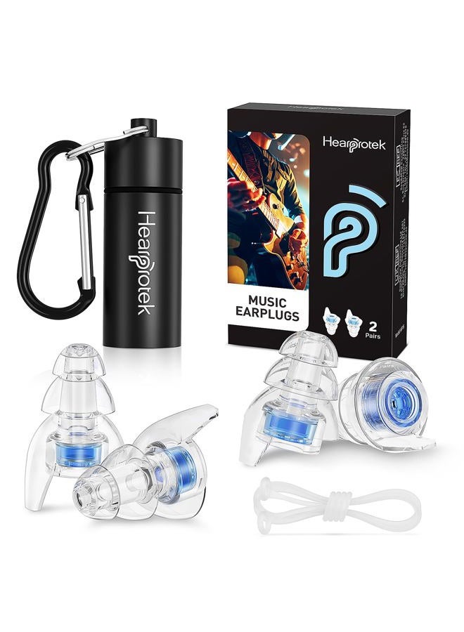 Hearprotek Concert Ear Plugs, 2Pairs Reusable high Fidelity Musician Ear Plugs for Concerts Loud Music-Noise Reduction Ear Protection earplugs for Rave,Festival,Music,Tinnitus Relief - Image 1