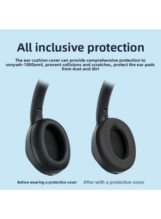 Suitable For Sony For Sony WH-1000 XM4 Headphone Protective Case Silicone Case Anti-fall And Dustproof Headphone Case-Color:Black Ear Cap Pair-Model:For Sony For Sony WH-1000 XM4 - Image 4