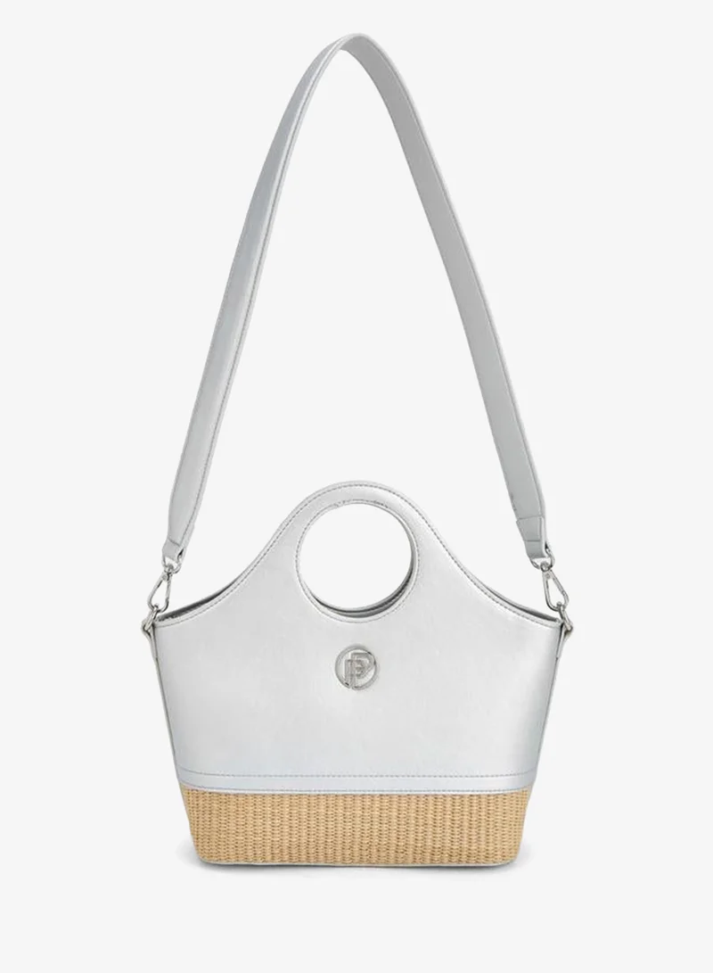 ببرمنة Textured Tote Bag With Zip Closure