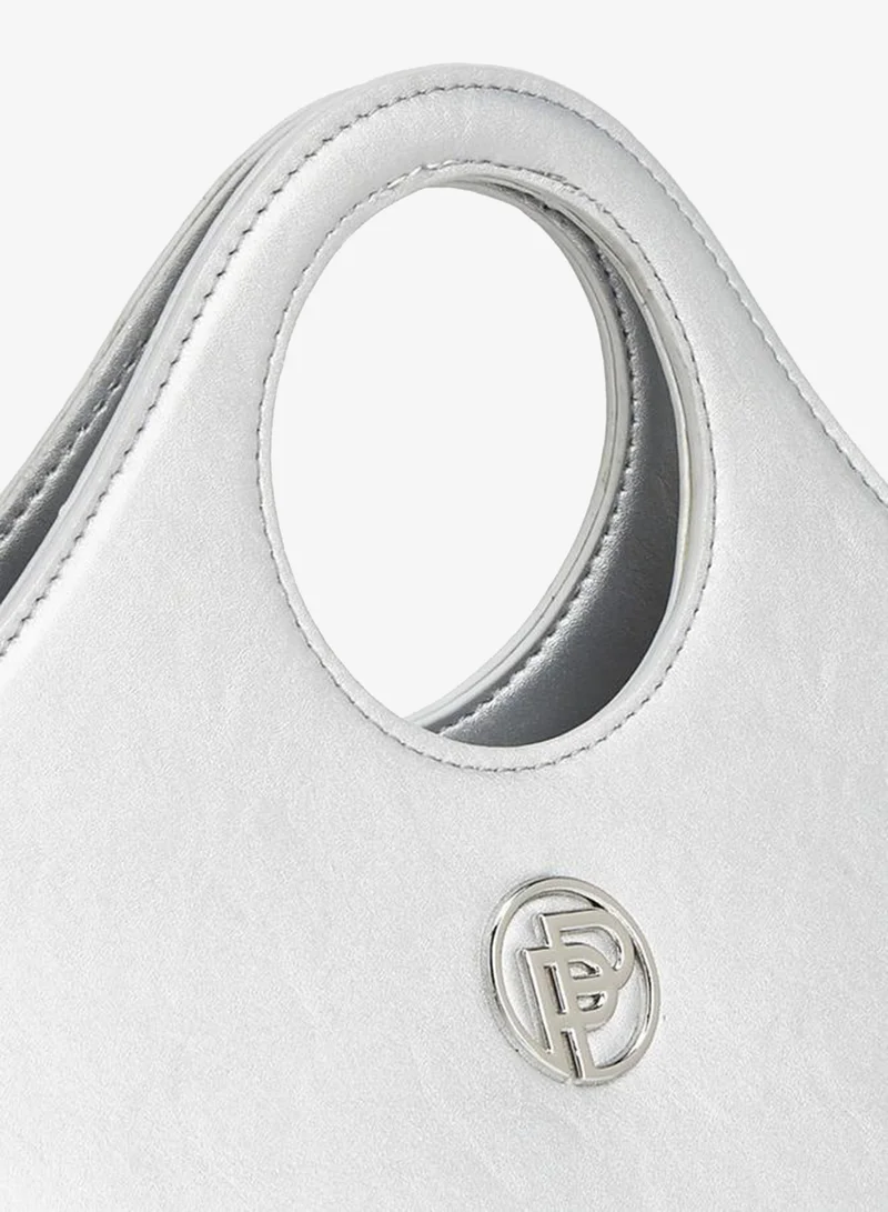Peppermint SILVER Textured Tote Bag With Zip Closure for Women | Best Price UAE