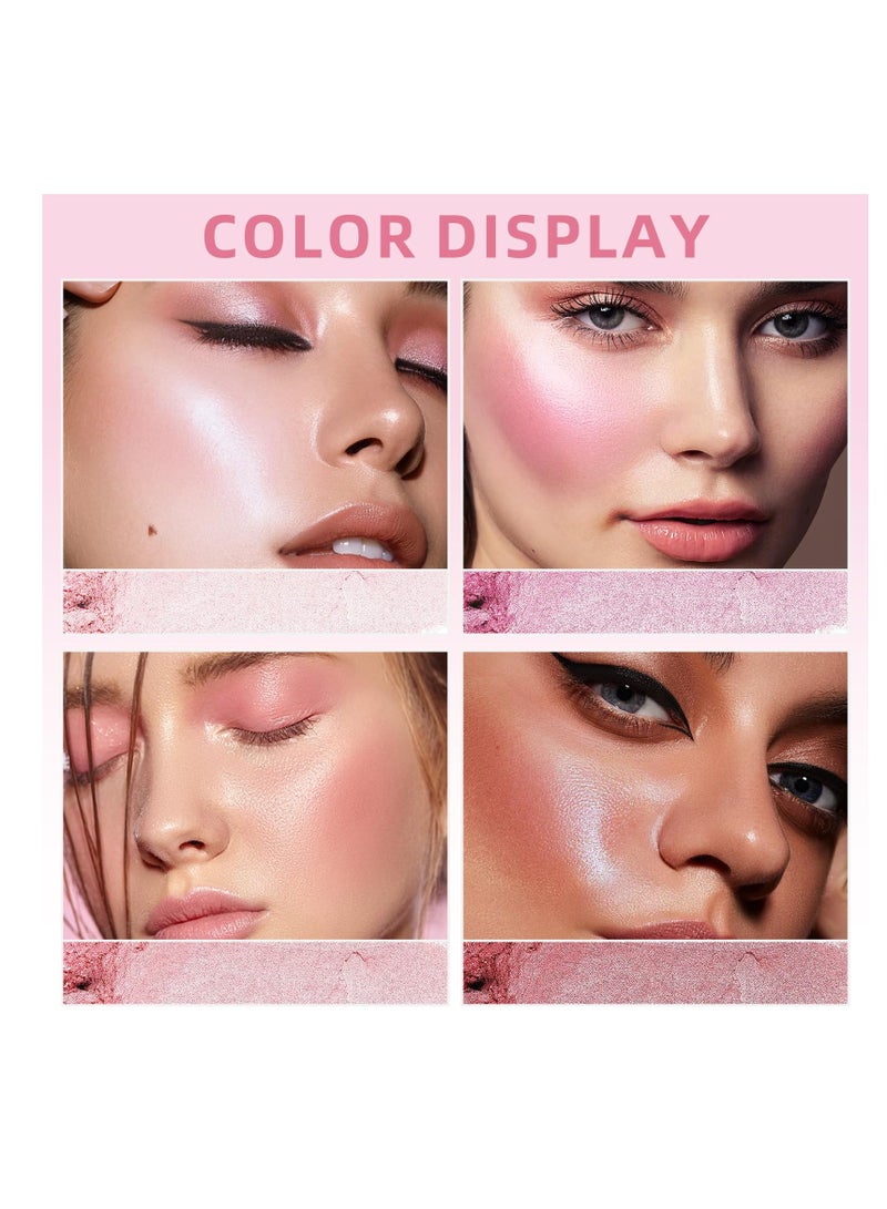 Pink Baked Blush Palette for Cheeks - 4 Shimmering Shades for a Natural Glow, Lightweight Matte Cream Powder, Easy to Blend Blusher, Contour, and Highlighter for Lasting Finish. - Image 5