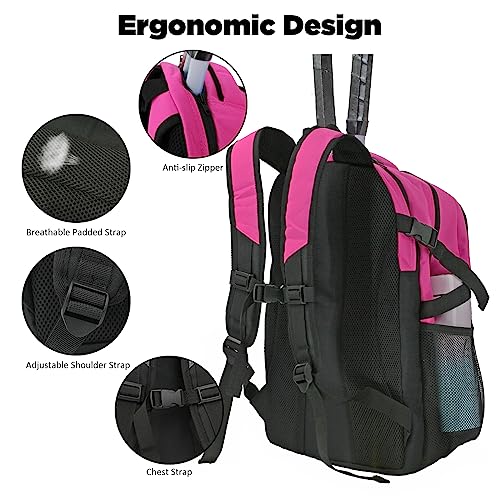 WOLT Tennis Bag - Large Tennis Racket Backpack for Men & Women - Ventilated Shoe Compartment - Holds 2 Rackets- Pink - Image 5