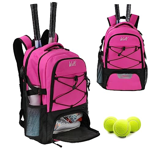 WOLT Tennis Bag - Large Tennis Racket Backpack for Men & Women - Ventilated Shoe Compartment - Holds 2 Rackets- Pink - Image 1