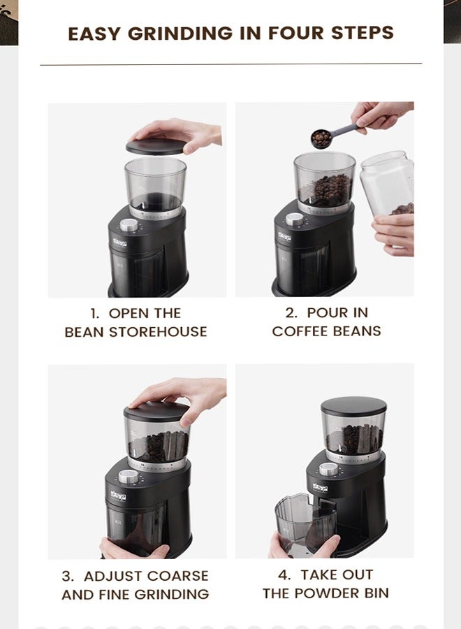 DSP Burr Coffee Grinder Electric,Adjustable Burr Grinder with 31 Precise Grind Settings for 12 Cups,Auto-Stop, Easy Clean,KA3083 Black - Image 5