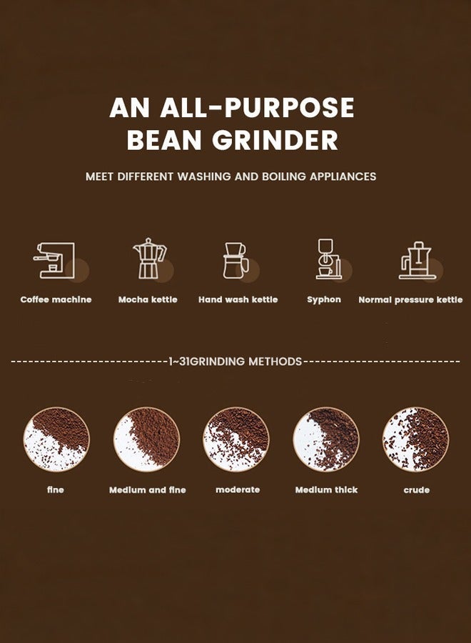 DSP Burr Coffee Grinder, Electric Conical Coffee Bean Grinder With 31 Adjustable Grind Settings For 2-12 Cups,KA3083 Sliver & Black - Image 5