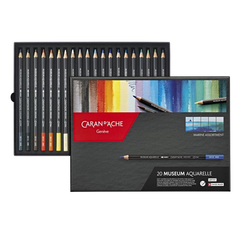 Caran d'Ache Caran Dache Museum Aquarelle Pencil Sets Marine set of 20 colours 3510920 - Image 2