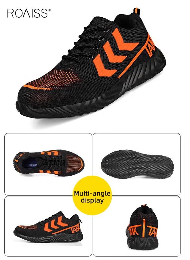 roaiss Labor Protection Sneakers for Men Lightweight Breathable and Anti-Slip Sports Shoes for Running Fitness or Outing Wear Fly-Woven Adjustable Lace-Up Athletic Shoes for Male Colorblock Sneakers  - Image 5