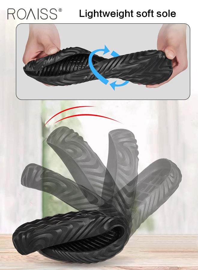 roaiss Labor Protection Sneakers for Men Lightweight Breathable and Anti-Slip Sports Shoes for Running Fitness or Outing Wear Fly-Woven Adjustable Lace-Up Athletic Shoes for Male Colorblock Sneakers  - Image 4