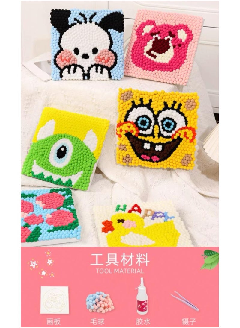 Generic - DIY Pom Pom Art Kit. The kit includes printed designs of various shapes, providing a fun and entertaining activity for children and adults. - Image 1