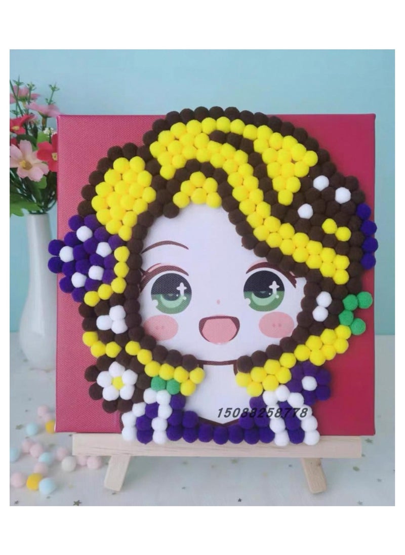 Generic - DIY Pom Pom Art Kit. The kit includes printed designs of various shapes, providing a fun and entertaining activity for children and adults. - Image 1