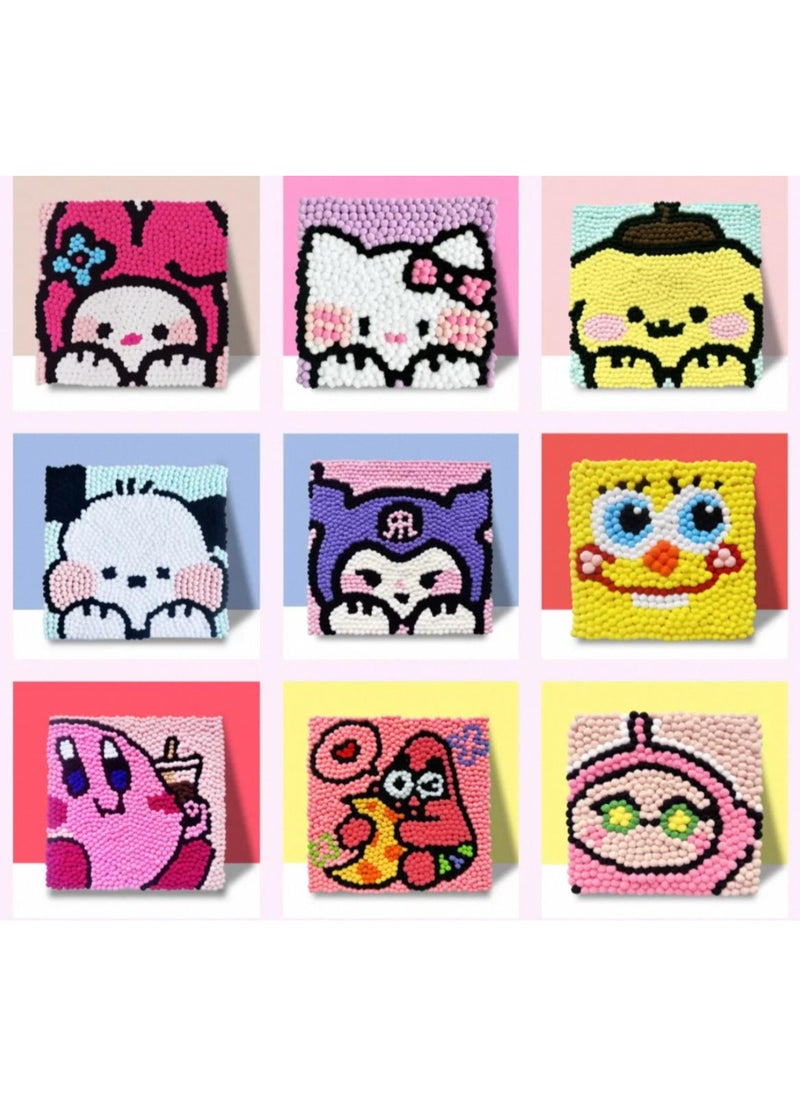 Generic - DIY Pom Pom Art Kit. The kit includes printed designs of various shapes, providing a fun and entertaining activity for children and adults. - Image 1
