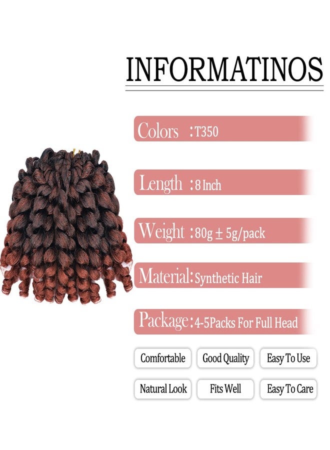 Luoyudu Wand Curl Crochet Braids Hair 8 Inch Jamaican Bounce Crochet Hair 80g/pcs Wand Curl Colored Crochet Braids T350 Ringlet Twist Hair Extension Crochet Hair (5pcs,T350) - Image 2