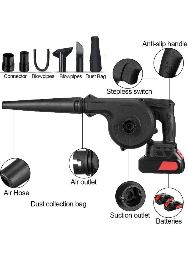 ALongDeng Cordless Leaf Blower 2 in 1 Electric Leaf Blower with 2Pcs 21V Lithium Battery Charger Compact Blower for Inflating Blowing Leaf Clearing Dust Small Trash Car Computer Host - Image 4