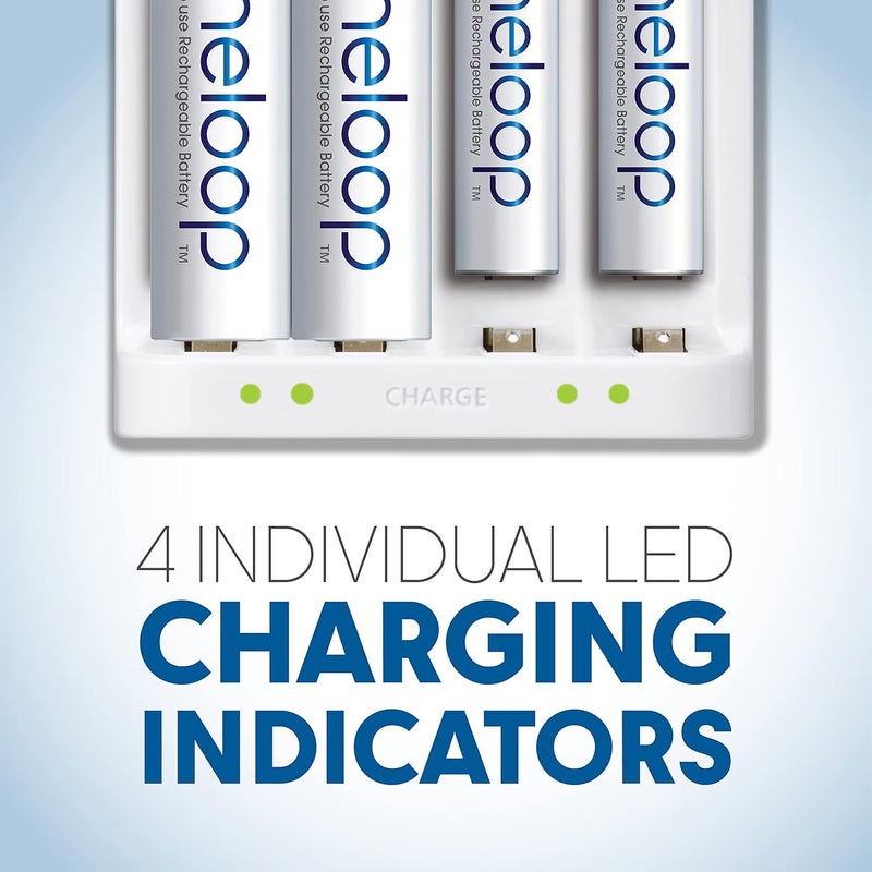 إنيلوب شاحن بطاريات فردي متقدم من إينيلوب باناسونيك طراز BQ-CC17SBA مع 4 مؤشرات LED لحالة الشحن، لون أبيض - Image 4
