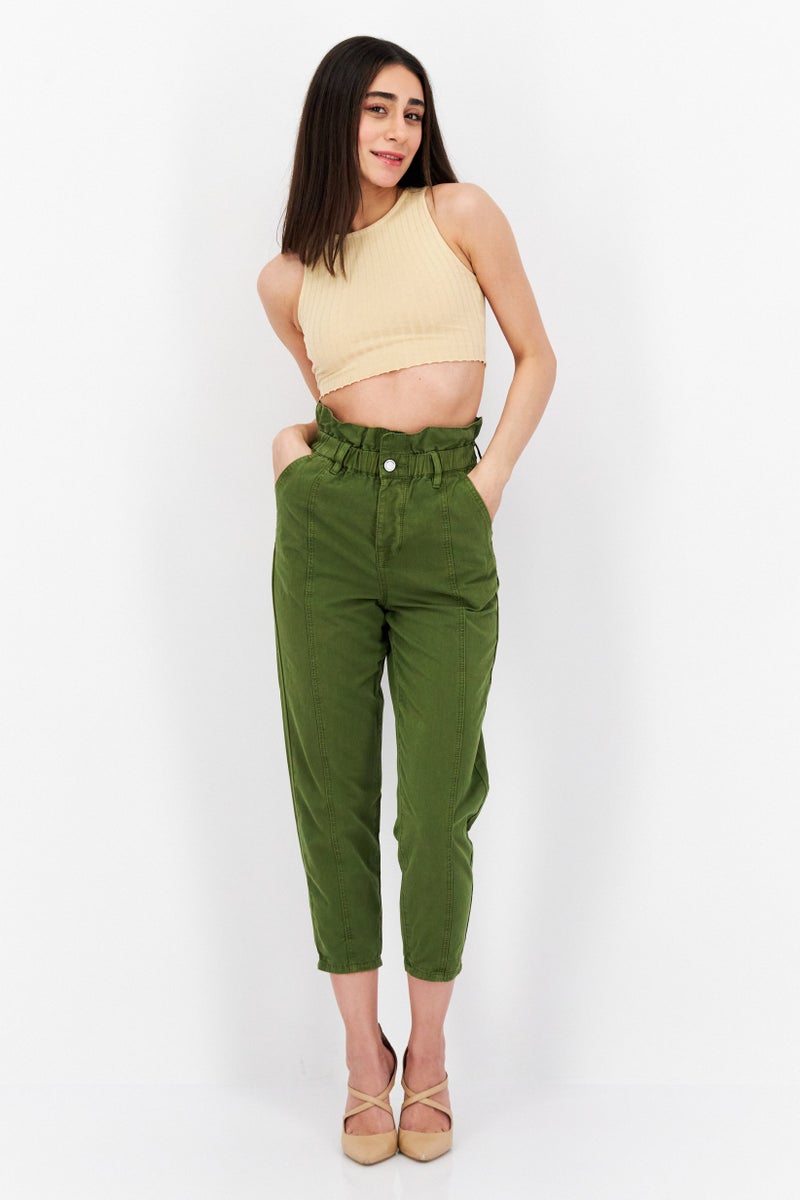 Blank NYC Women Regular Fit High Rise Straight Leg Trouser Pants, Olive - Image 2