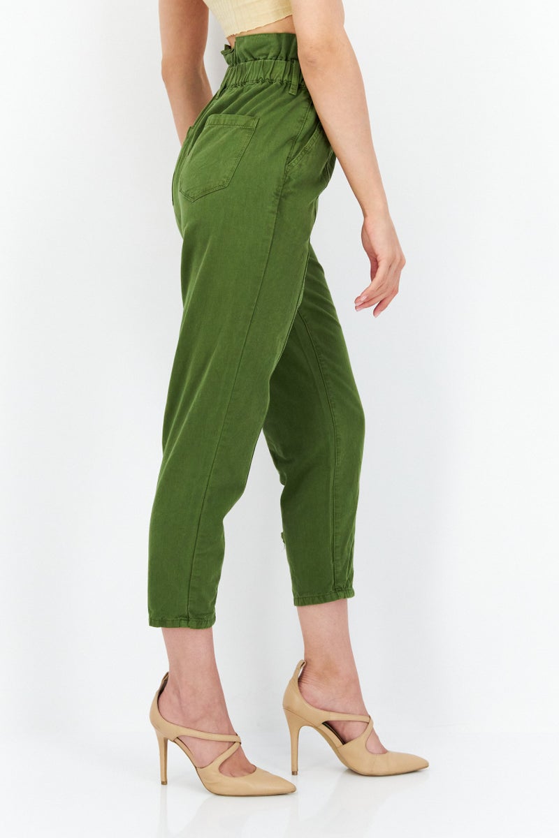 Blank NYC Women Regular Fit High Rise Straight Leg Trouser Pants, Olive - Image 3