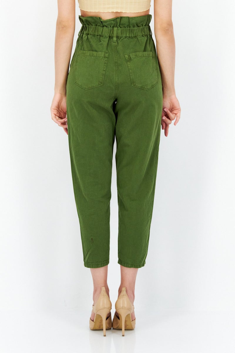 Blank NYC Women Regular Fit High Rise Straight Leg Trouser Pants, Olive - Image 4