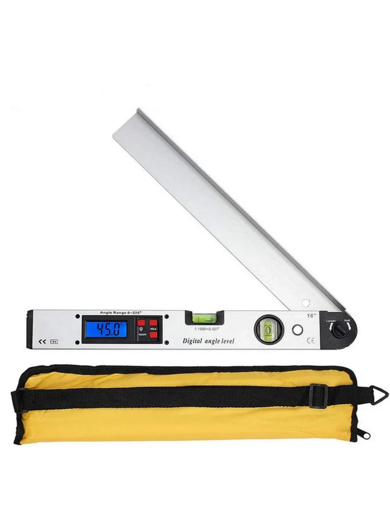 1pcs 400mm/16inch Digital Angle Finder 0-225° Protractor Spirit Level with Level Bubble | Precise Gauge for Woodworking, Construction - Image 1